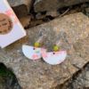 Boucles d'oreilles "Quartz rose & Serpentine" | Papier japonais