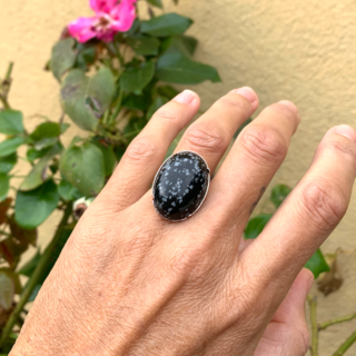 bague Obsidienne neige