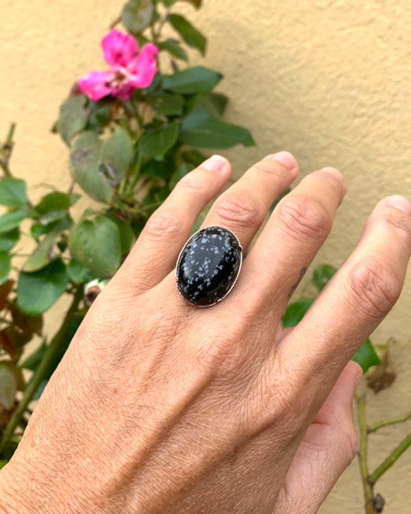 bague Obsidienne neige