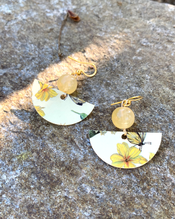 Boucles d'oreilles "Calcite jaune" | Papier italien