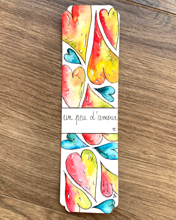 Marque-page "un peu d'amour" | aquarelle originale