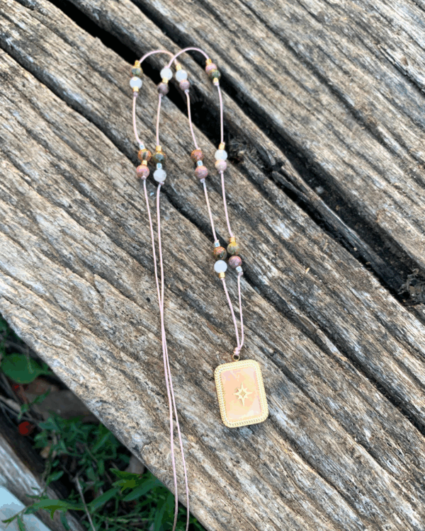 Quartz rose | Collier Tibétain