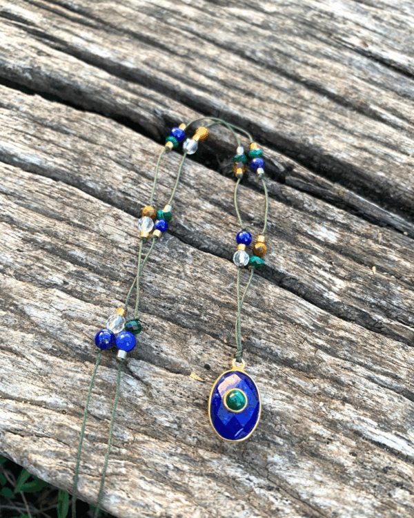 Lapis lazuli & Malachite | Collier Tibétain