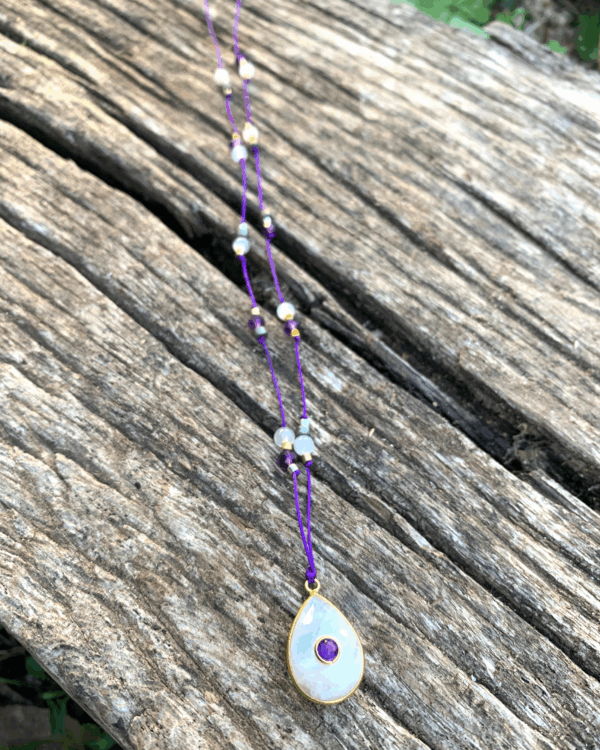 Pierre de lune & Améthyste | Collier Tibétain – Image 2