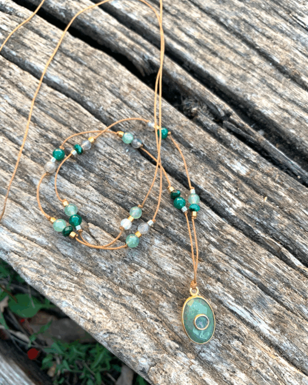 Aventurine & Labradorite | Collier Tibétain
